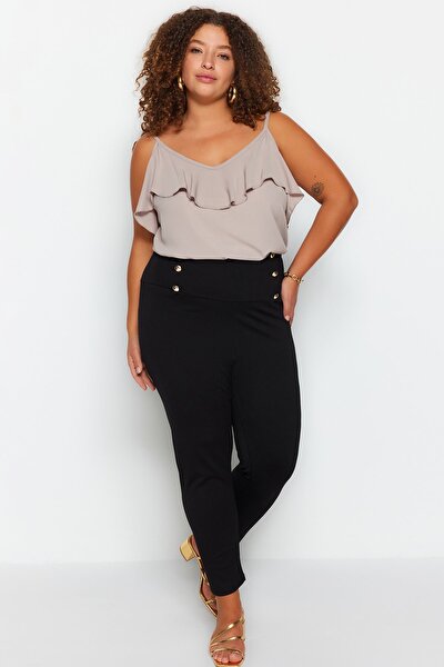 Plus Size Leggings - Black - High Waist