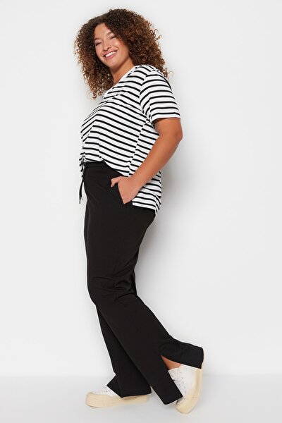 Plus Size Sweatpants - Black - Straight