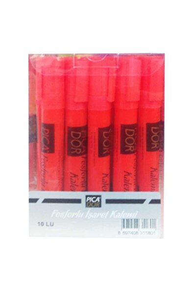 Fosforlu Kalem Canlı Ve Pastel Renk Seçenekli 10 Lu Paket Kırmızı