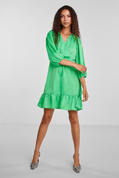 Kleid - Grün - Gerüschter Saum