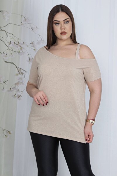 Plus Size Blouse - Beige - Relaxed fit