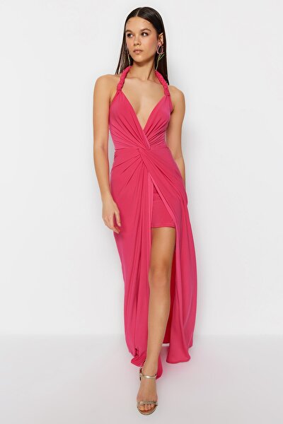 Evening & Prom Dress - Pink - Wrapover