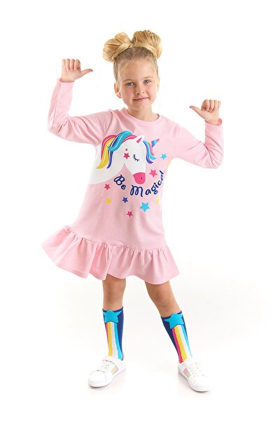 Kleid - Rosa - Gerüschter Saum