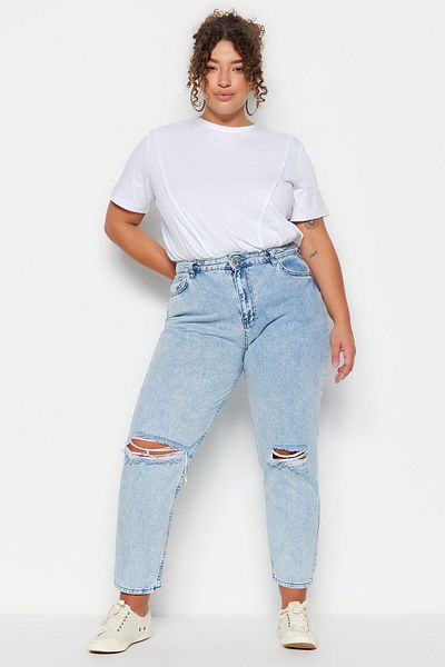 Plus Size Jeans - Blue - Mom