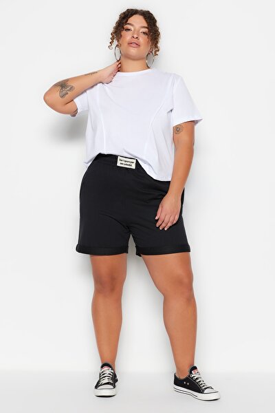 Plus Size Shorts & Bermuda - Black - High Waist
