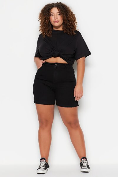 Plus Size Shorts & Bermuda - Black - Normal Waist