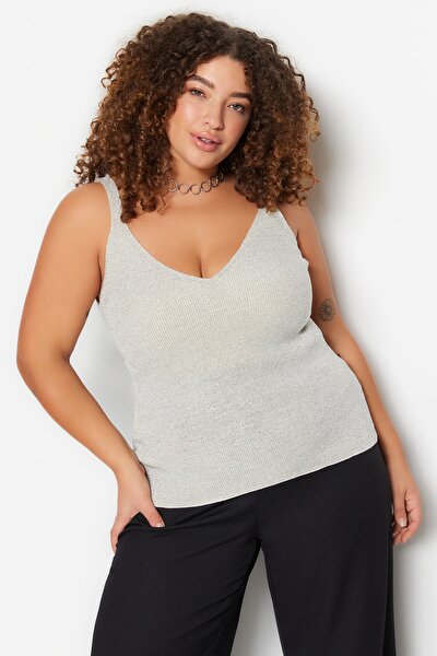 Plus Size Blouse - Gray - Relaxed fit