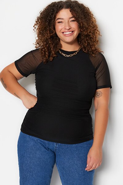 Plus Size Blouse - Black - Fitted