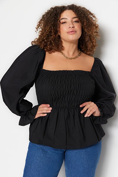 Plus Size Blouse - Black - Fitted