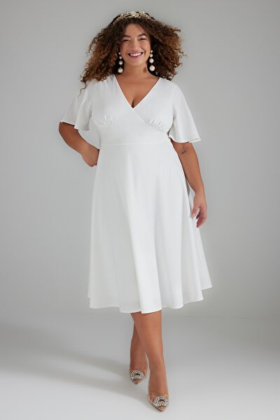 Große Größen in Kleid - Weiß - A-Linie