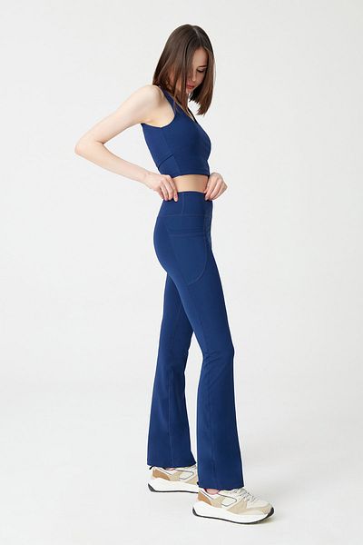 Sport-Leggings - Dunkelblau - Hoher Bund