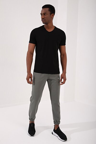 Siyah Erkek Basic Kısa Kol Standart Kalıp V Yaka T-shirt - 87912