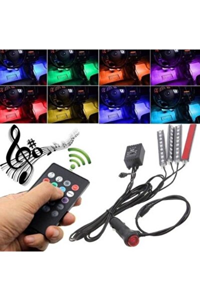 eroglu arac ici ayak alti aydinlatma kumandali muzige duyarli 9 led fiyati trendyol