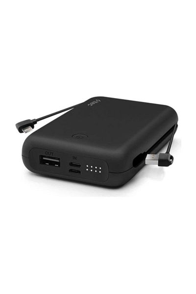 Recharger Duo+ Iphone Lightning Dahili Kablolu Taşınabilir Şarj Aleti / Powerbank Siyah 10.000mah