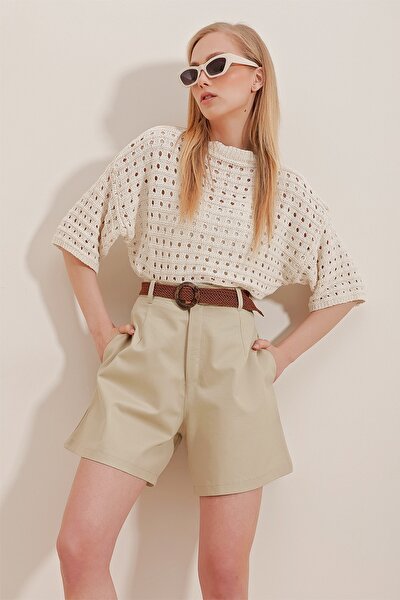Shorts - Beige - Normal Waist