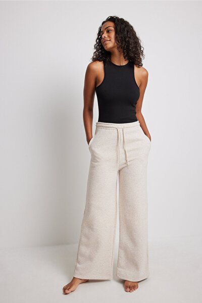 Jogginghose - Beige - Wide Leg