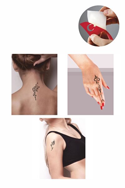 One Spray Tattoo Cicek Desenleri Gecici Dovme Seti Siyah Sprey Ve 5 Desen Fiyati Yorumlari Trendyol