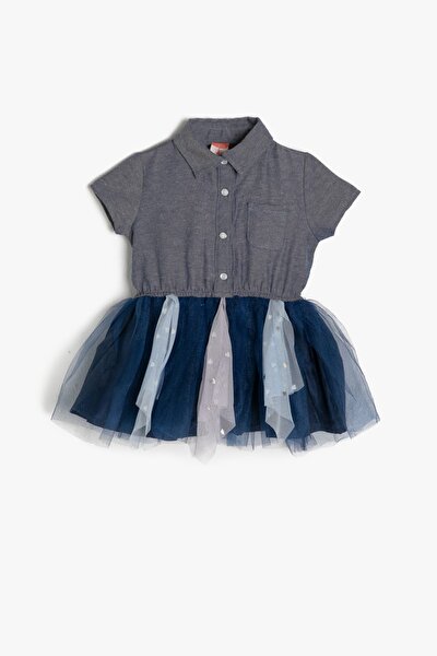 Kleid - Blau - Smock-Kleid
