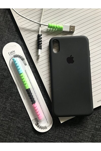 Iphone Xs Max Logolu Lansman Kılıf+kablo Koruyucu