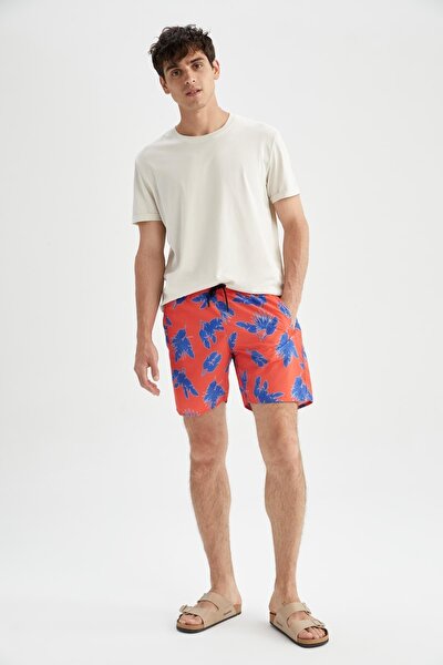 Badeshorts - Rot - Print