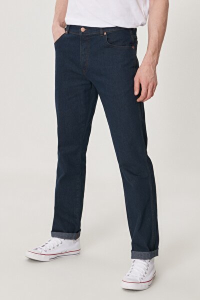 Texas Erkek Koyu Mavi Straight Fit Normal Bel Düz Paça Esnek Jean Pantolon