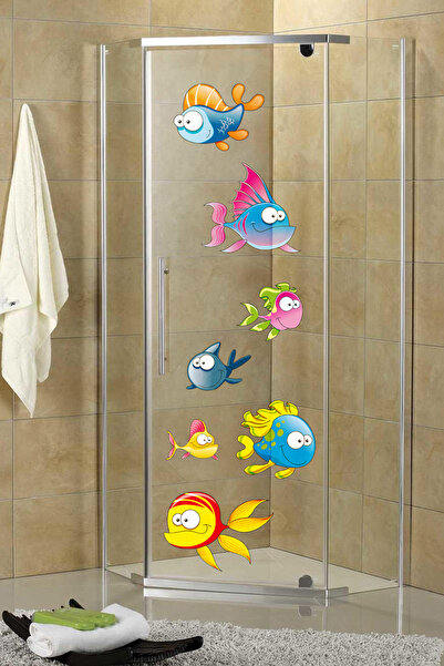 Komik Balıklar Duşakabin ve Banyo Sticker