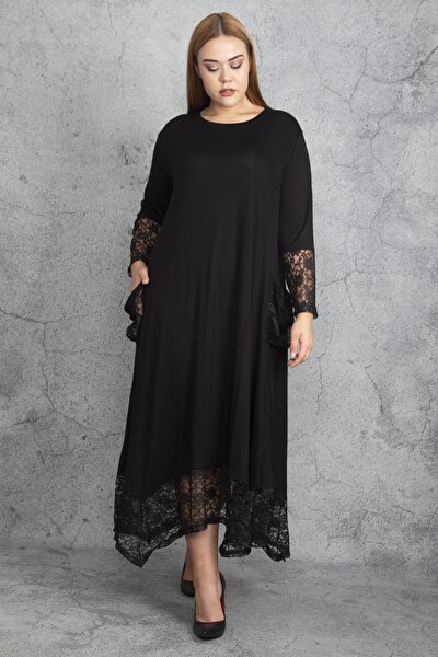 Plus Size Dress - Black - Asymmetric