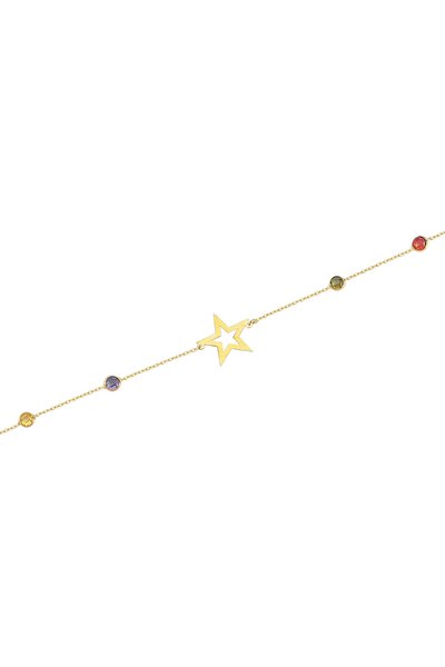 Kadın Altın Renkli Taşlı Yıldız Bileklik CM0216