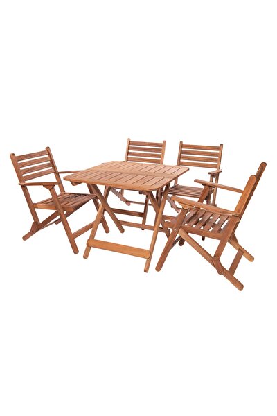 Modermo Ahsap Katlanir Masa 109 4 Adet Ahsap Katlanir Sandalye 110 Fiyati Yorumlari Trendyol