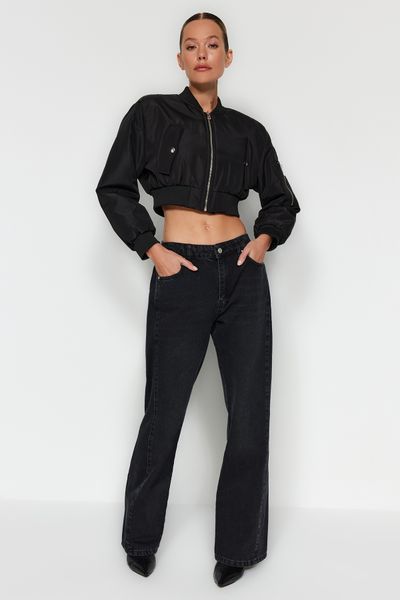 Trendyol Curve Black High Waist Zip Flare Jeans TBBAW23CJ00041 - Trendyol