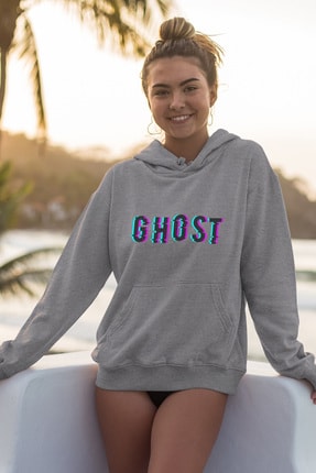Angemiel Wear Ghost Gri Kadın Kapüşonlu Sweatshirt Çanta Kombin