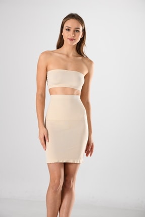 Miss Fit 1 Beden Küçülten Jüpon Etek Slikon Kadın Korse 54185 Ten Örme Seamless Dikişsiz Soft