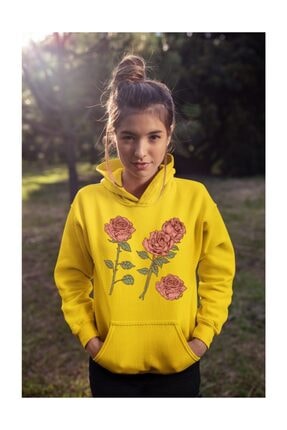 Angemiel Wear Güller Kadın Sarı Kadın Kapüşonlu Sweatshirt Çanta Kombin