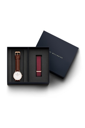 Daniel Wellington Hediye Seti Unisex - St Mawes 36mm Rose Gold + Roselyn Nato Kayış 18mm RG