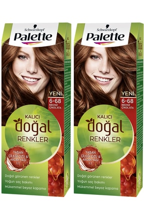 Schwarzkopf 2’li Palette Naturel 6-68 Bronz Kakao - Saç Boyası, Yağ Bakımlı, Kalıcı Doğal Renkler