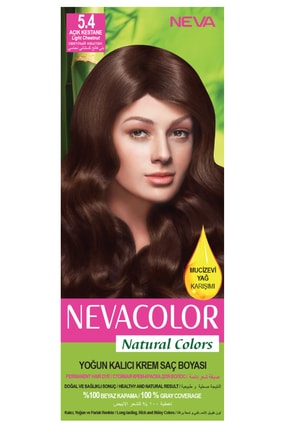 Neva Color Natural Colors 5.4 Açık Kestane - Kalıcı Krem Saç Boyası Seti