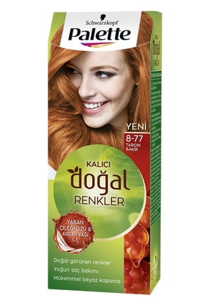 Schwarzkopf Palette Naturel 8-77 Tarçın Bakır - Saç Boyası, Yağ Bakımlı, Kalıcı Doğal Renkler