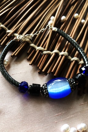 DR Stone Luxury Collection Kedigözü, Kristal Ve Hematit Taşı 925 Ayar Gümüş Kadın El Yapımı Bileklik Lxdr77