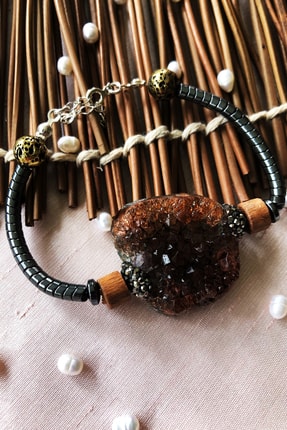 DR Stone Luxury Collection Kuvars Ve Hematit Taşı 925 Ayar Gümüş Kadın El Yapımı Bileklik Lxdr24