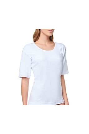 Tutku Kadın 6'lı Paket Ribana(esnek) Yarım Kollu Kaşkorse Atlet (beyaz)