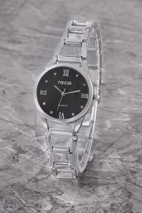 Polo55 Plkm001r05 Romen Rakamlı Taşlı Kadran,kadın Siyah Kol Saati