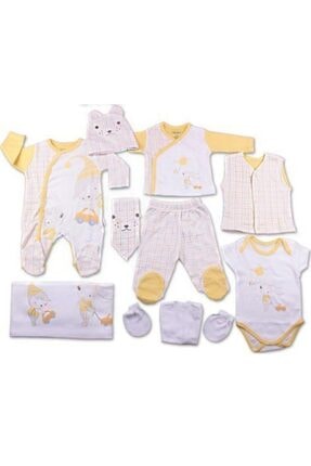 Bebitof Sarı Unisex Bebek Balinalı 10 Parça Hastane Çıkışı Zıbın Set