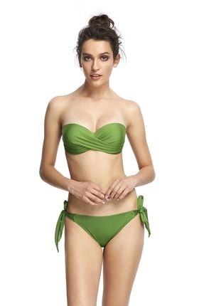 Reflections Kadın Yeşil Mix Match Çıkarılabilir Askılı Dolgulu Straplez Düz Bikini Üst