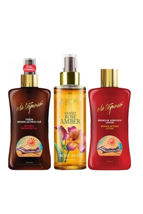 Eda Taşpınar Bronzlaştırıcı Yağ 200 Ml +bronzluk Koruyucu Losyon 200 Ml+ambervücut Spreyi 200 Ml