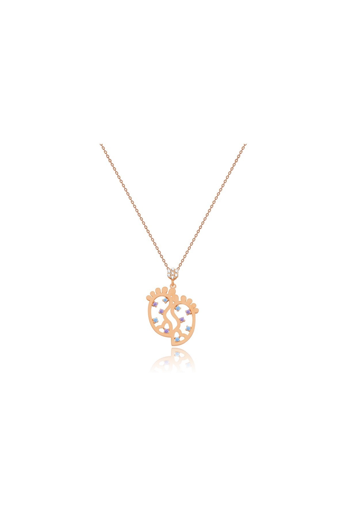 Diamond Line-Gülaylar Kadın Altın 14 Ayar Ayak Izi Kolye 10115-31463