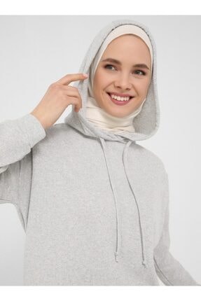 Refka Kadın Kapüşon Detaylı Waffle Ikili Takım - Kar Melanj - Basic