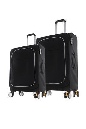 ITLUGGAGE Büyük Ve Kabin Boy Valiz Seti Kilitli Tekerlekli Valiz Siyah 2228