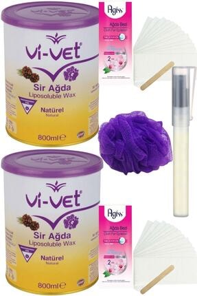 Vi-Vet Natürel Konserve Sir Ağda Seti 800ml 2li + Bez + Lif + Kalempar/ Ağda Seti 6 Parça