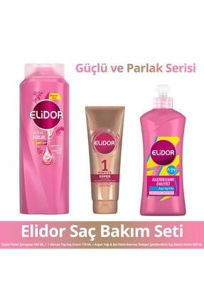 Elidor Güçlü Ve Parlak Serisi Şampuan650ml+1minute Saç Kremi170ml+şekillendirici Bakım Kremi300ml