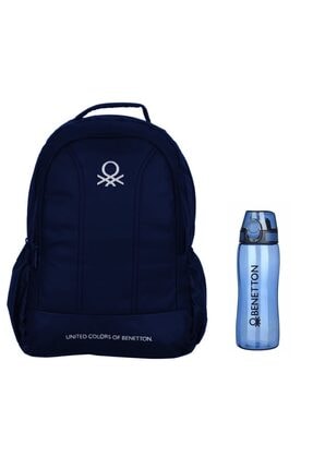 Benetton Lisanslı Okul Ve Spor Sırt Çantası Lacivert + Tritan Sporcu Matarası Kilitli Kapak (700 Ml)